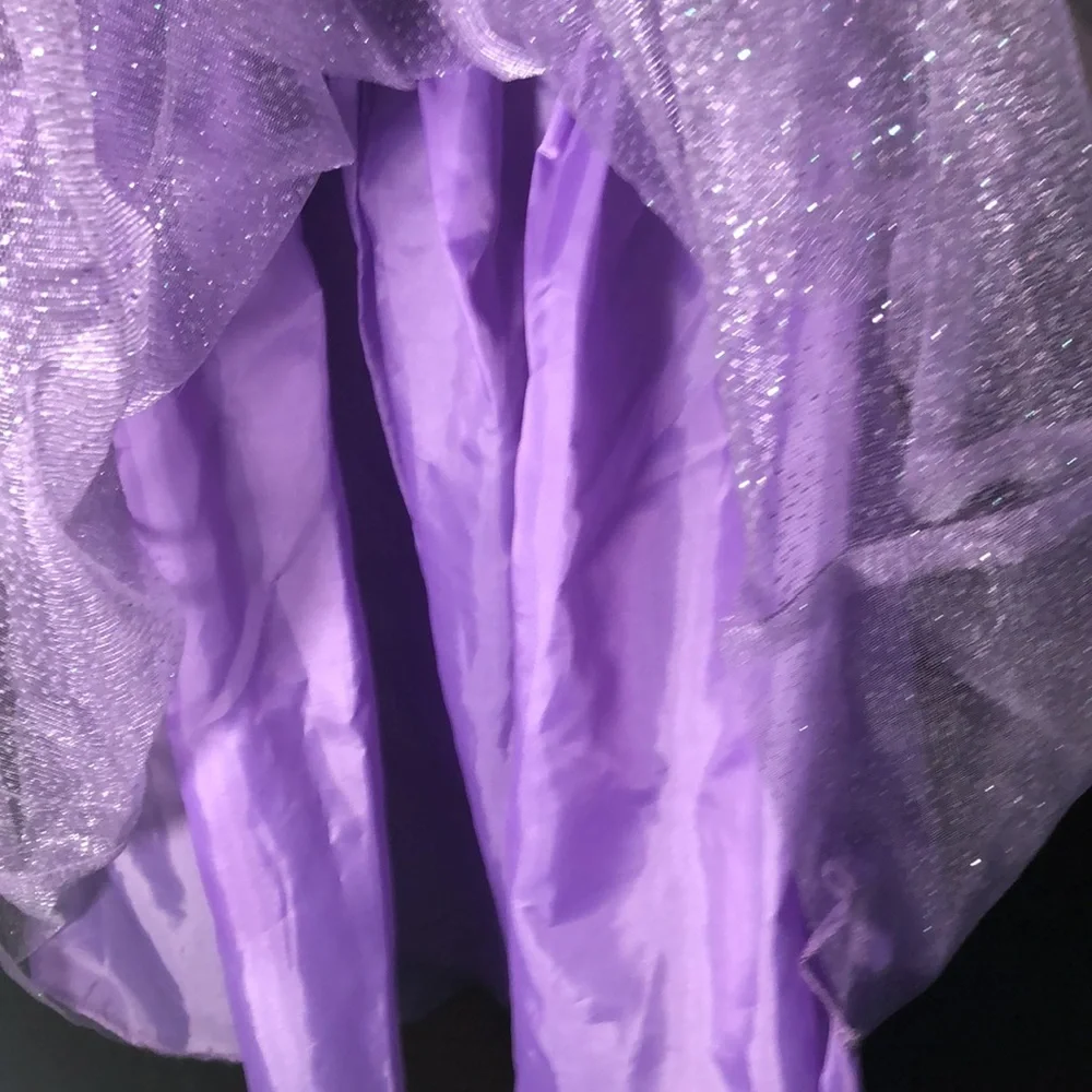 Disney Princess Rapunzel dress 4-6/purple w/ pink ribbon trim/sparkly overskirt
